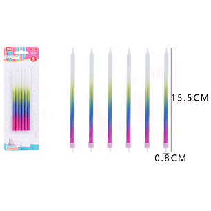 Velas Para Torta Degradado Oscuro 15.5Cm 6Pcs