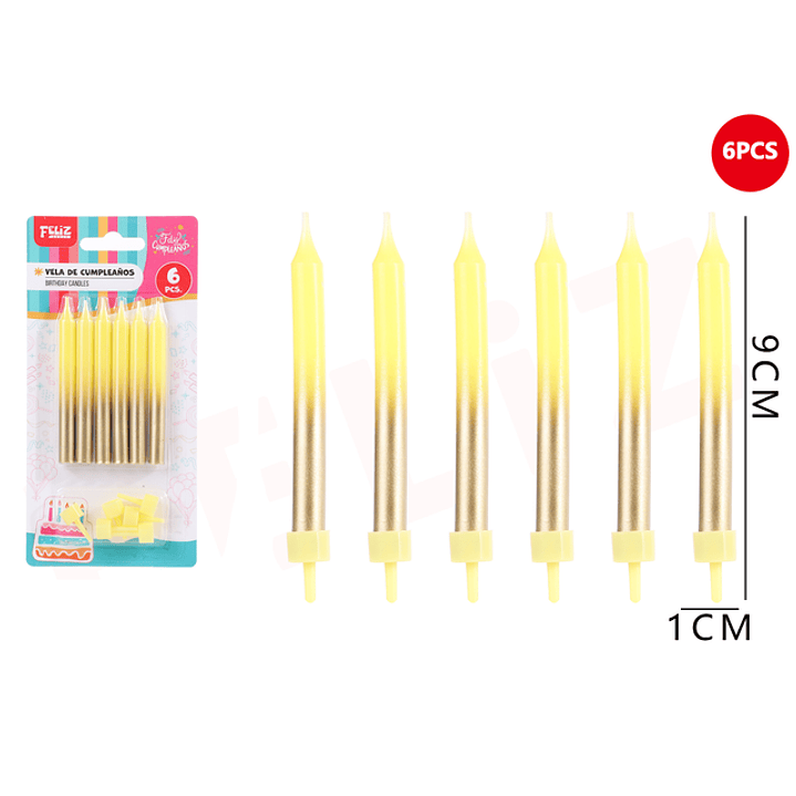 Velas Para Torta Amarillo Dorado 1