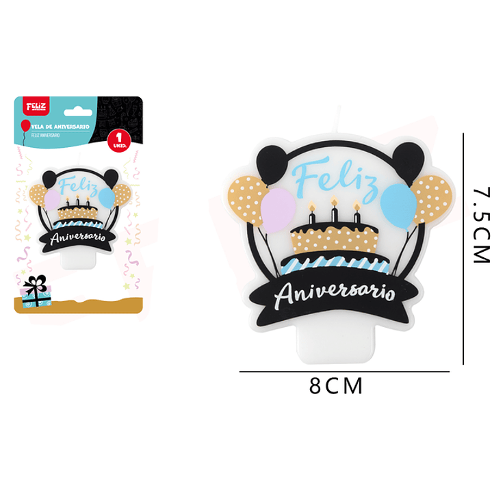 Vela Feliz Aniersario 8*7.5Cm 1