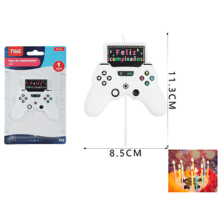 Vela De Cumple. Consola De Juego Blanco 8.5*11.3Cm