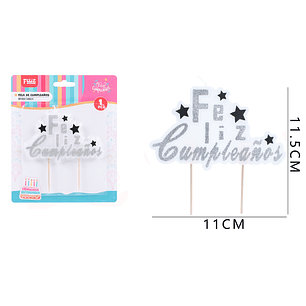 Vela De Cumple. Plateado 11*11.5Cm