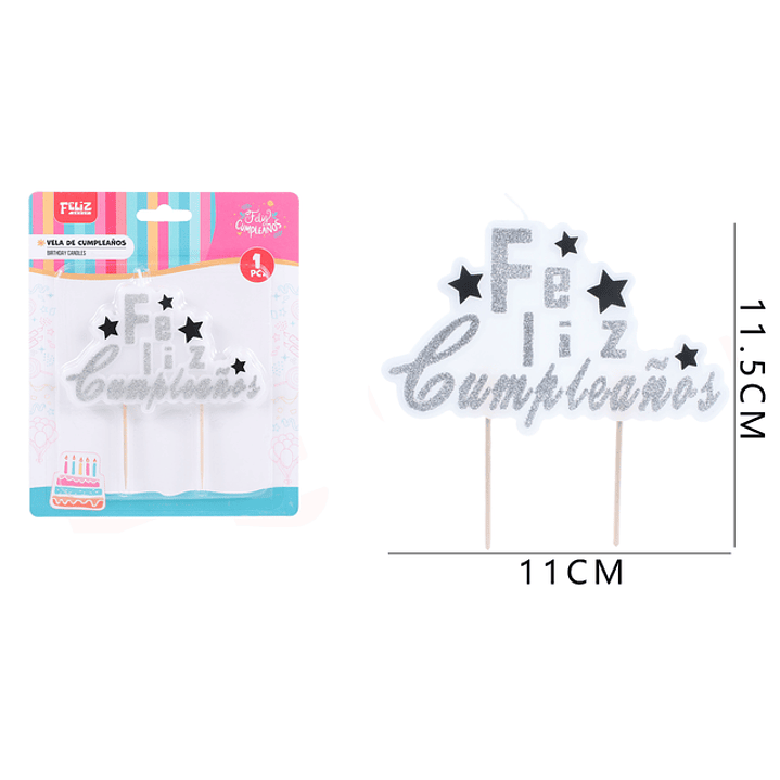 Vela De Cumple. Plateado 11*11.5Cm 1