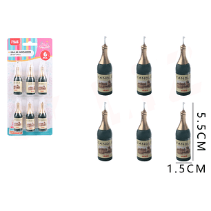 Velas Para Torta Botella Alcohol 5.5Cm 6Pcs