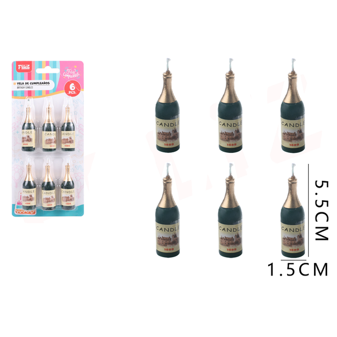 Velas Para Torta Botella Alcohol 5.5Cm 6Pcs 1