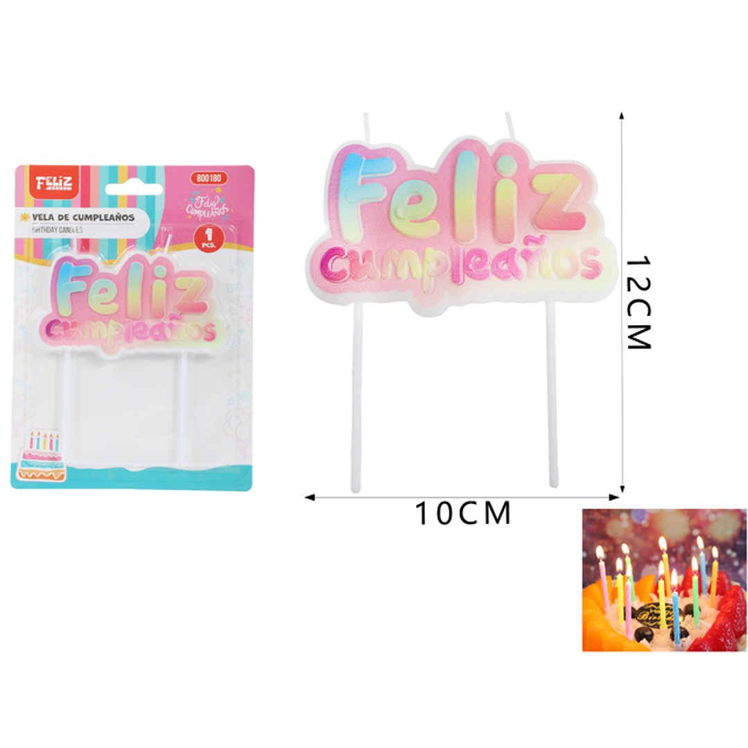 Vela De Cumple. Letras F.Cumpleaños 10*12Cm 1