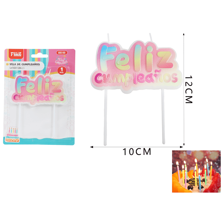 Vela De Cumple. Letras F.Cumpleaños 10*12Cm 1