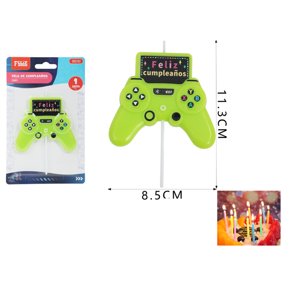 Vela De Cumple. Consola De Juego Verde8.5*11.3Cm 1
