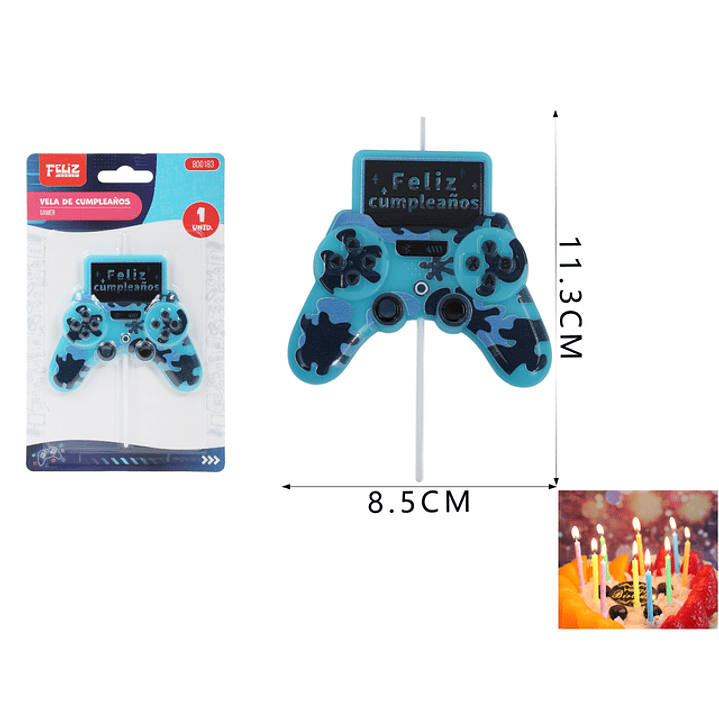 Vela De Cumple. Consola De Juego Azul 8.5*11.3Cm 1