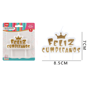Vela De Cumple. Dorado Corona 8.5*7Cm