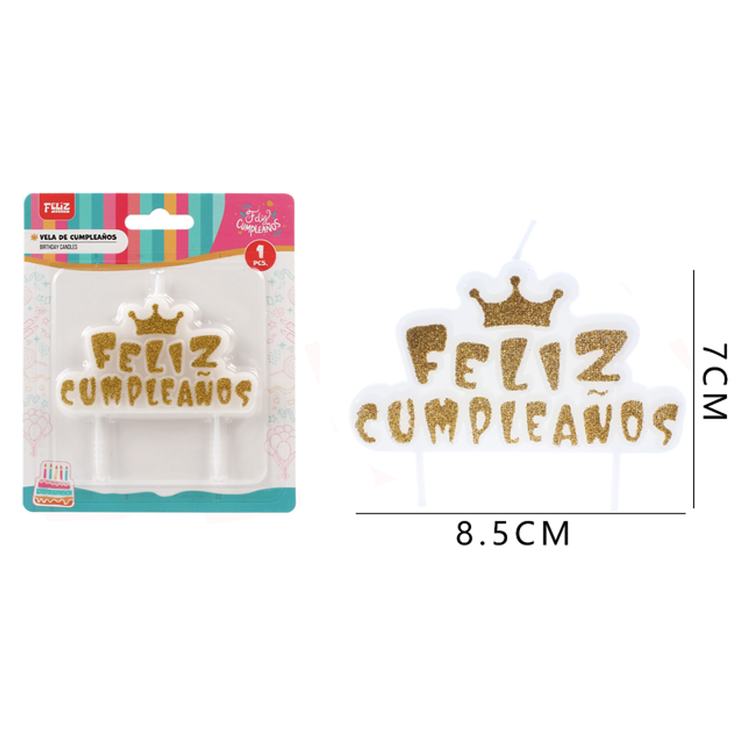 Vela De Cumple. Dorado Corona 8.5*7Cm 1