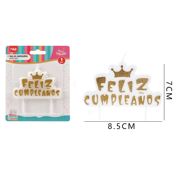 Vela De Cumple. Dorado Corona 8.5*7Cm 1