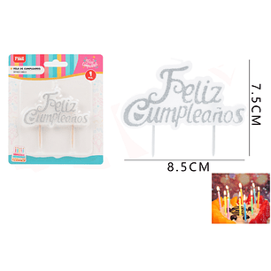 Vela De Cumple. Plateado 8.5*7.5Cm