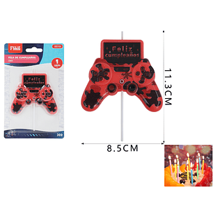 Vela De Cumple. Consola De Juego Rojo 8.5*11.3Cm
