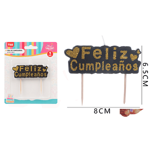 Vela De Cumple. Negro Dorado 8*6.5Cm