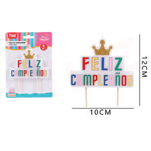 Vela De Cumple. Multicolor Corona 10*12Cm