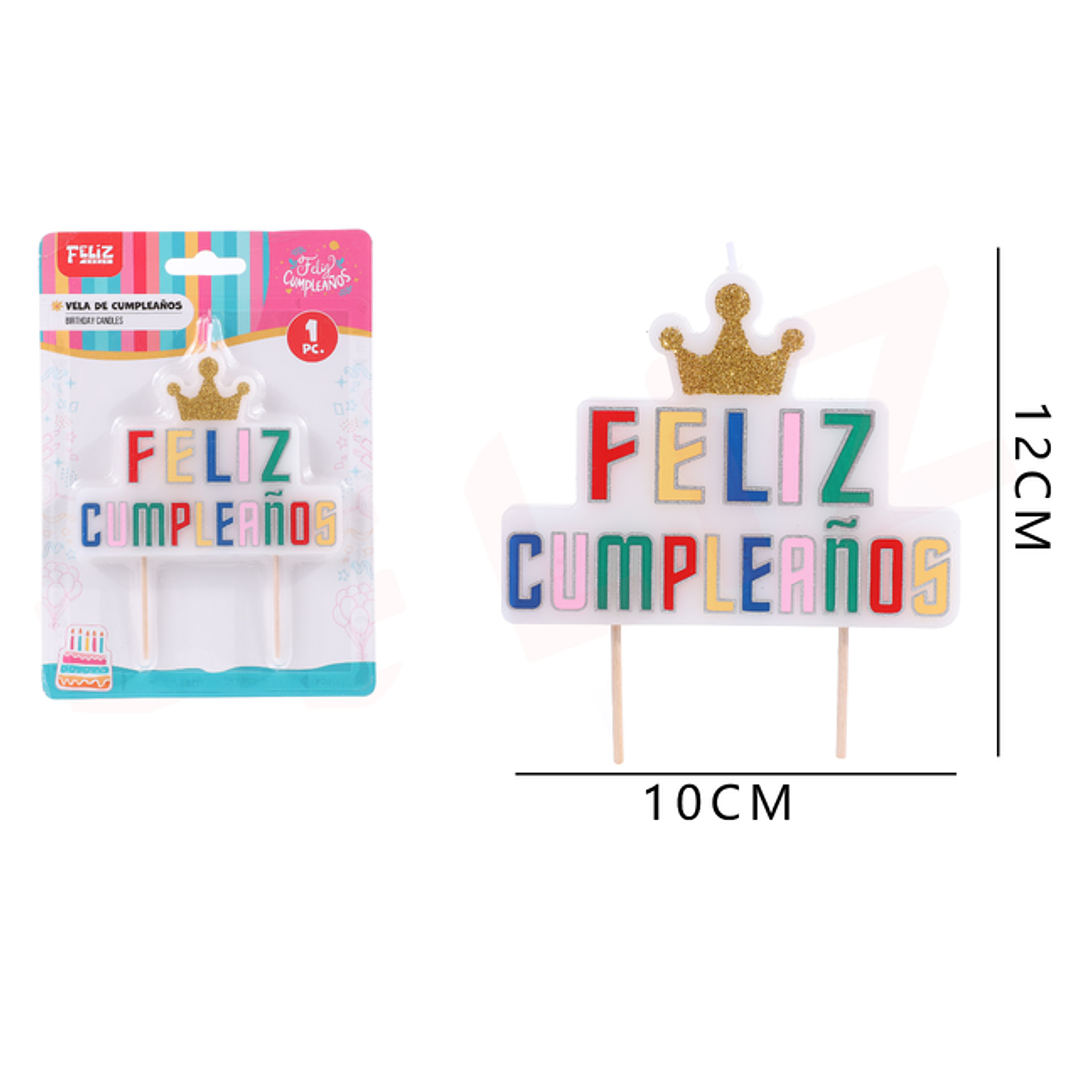 Vela De Cumple. Multicolor Corona 10*12Cm 1