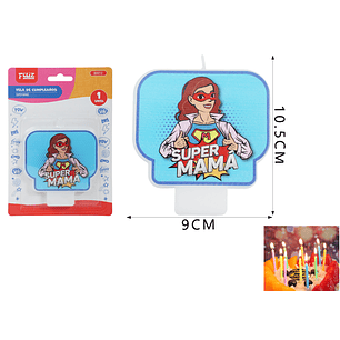 Vela De Cumple. Super Mamá 9*10.5Cm