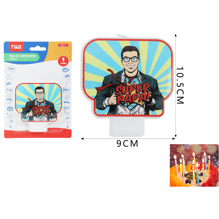 Vela De Cumple. Super Papá 9*10.5Cm 1