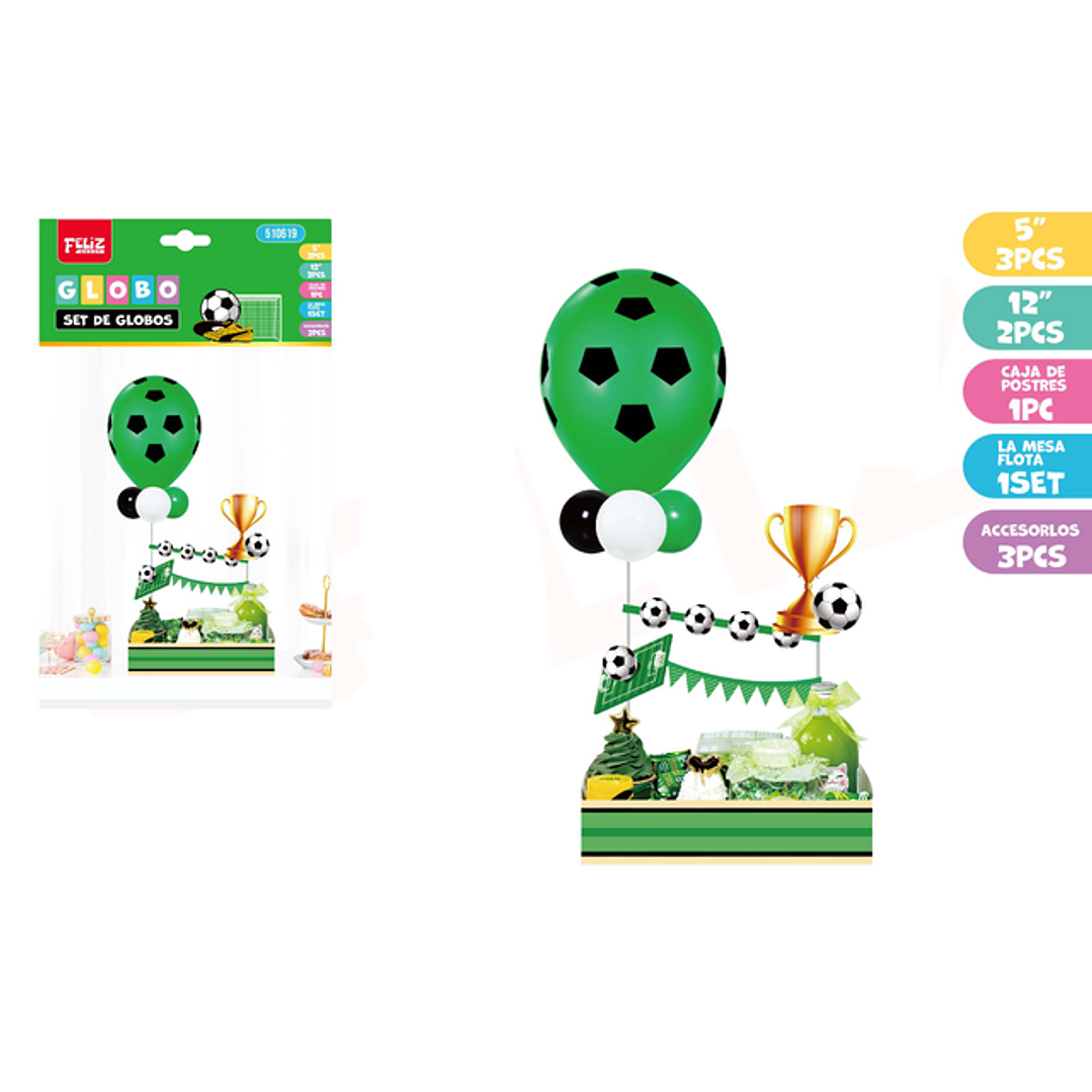 Set De Caja&Globos Para Pasteles Futbol 1
