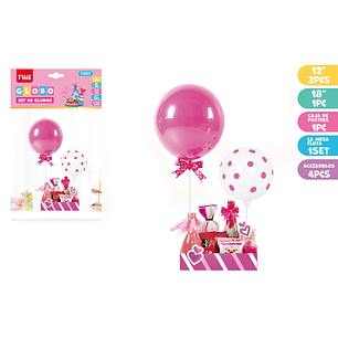 Set De Caja&Globos Para Pasteles Rosado