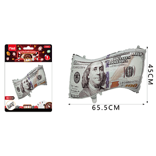 Globo Metal Cien Dólar 65.5*45Cm