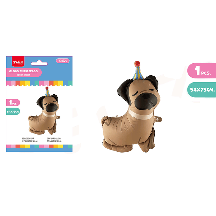 Globo Metal Perrito Pug 1