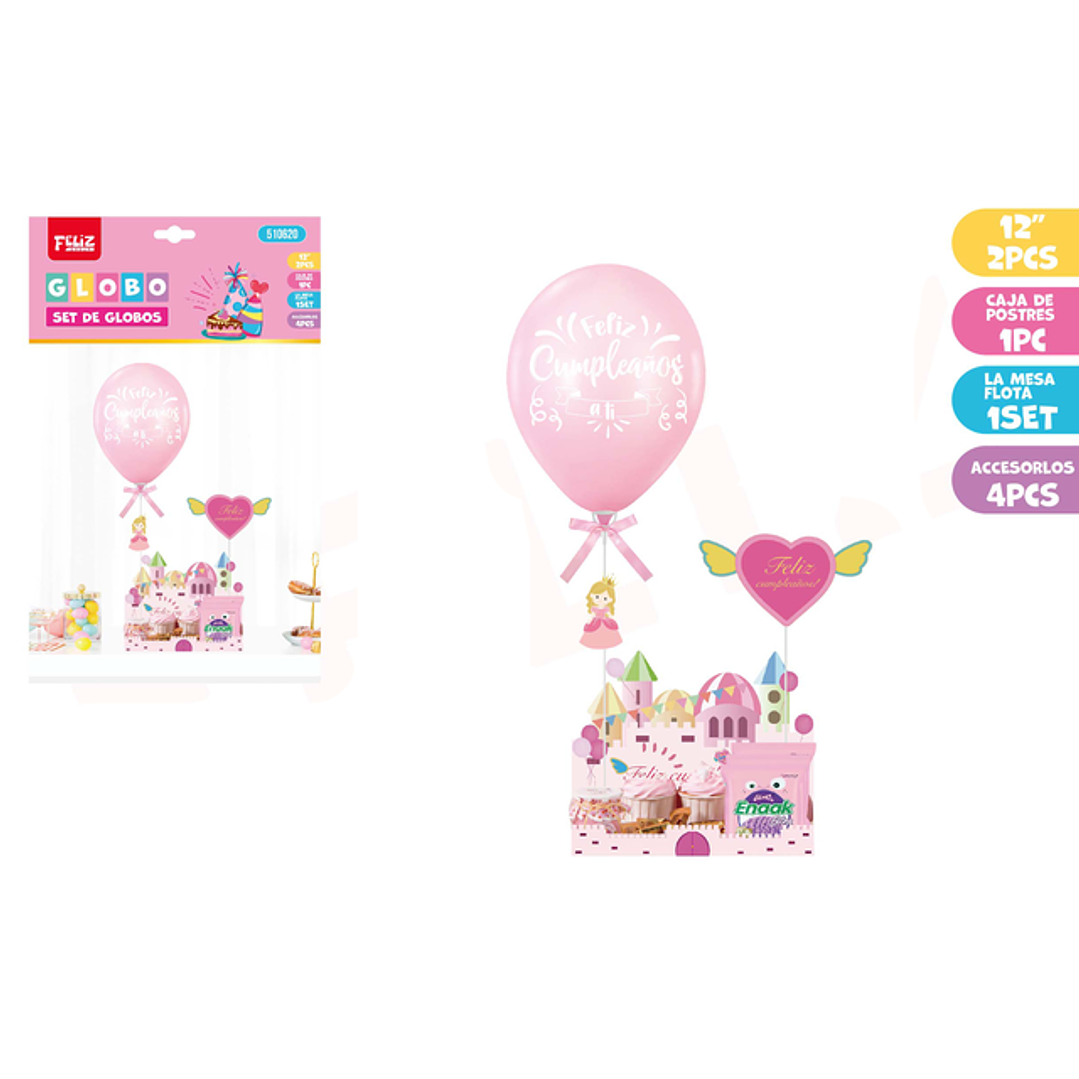 Set De Caja&Globos Para Pasteles Cumple Princesa 1