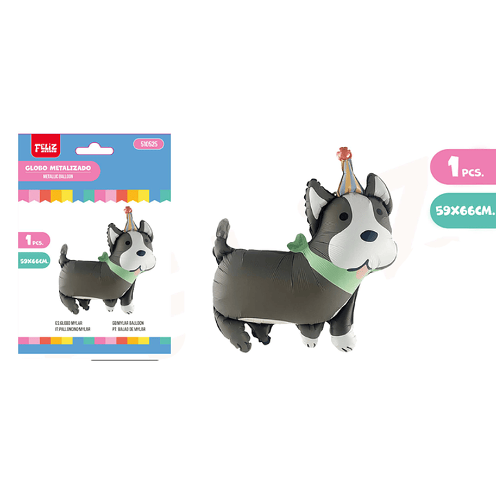 Globo Metal Perrito Husky 1