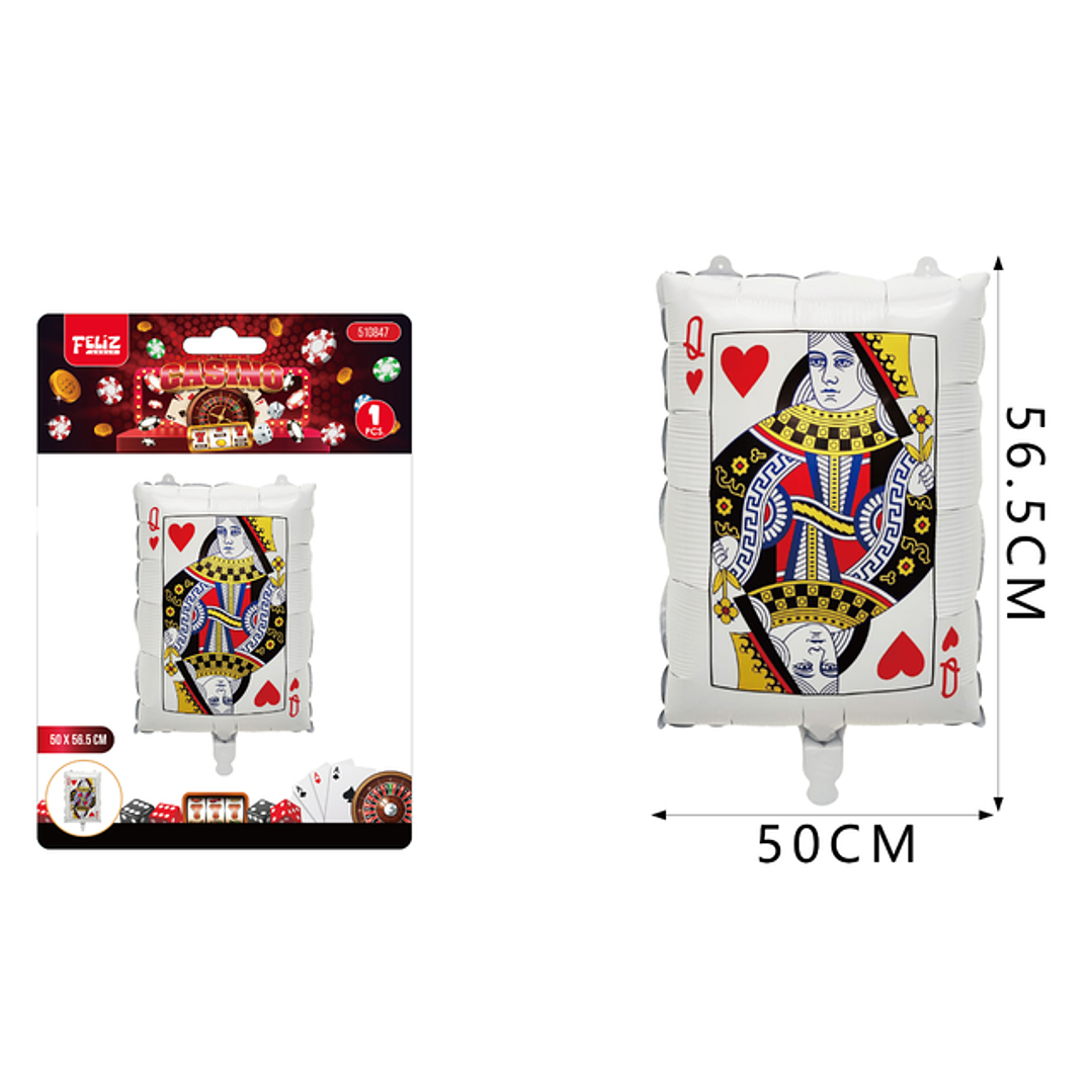 Globo Metal Poker Corazon Q 50*56.5Cm 1