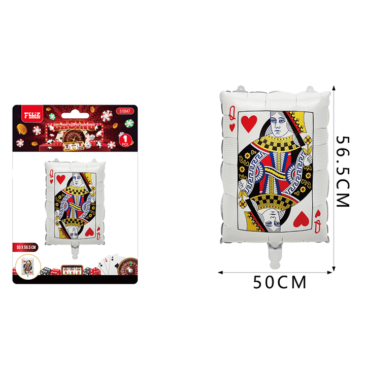 Globo Metal Poker Corazon Q 50*56.5Cm 1