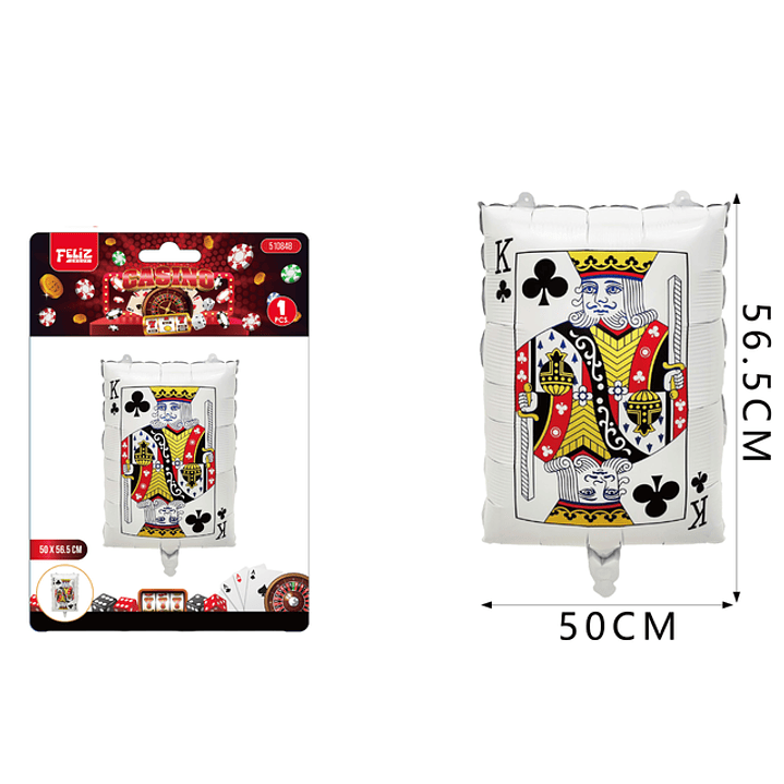 Globo Metal Poker Trebole K 50*56.5Cm 1