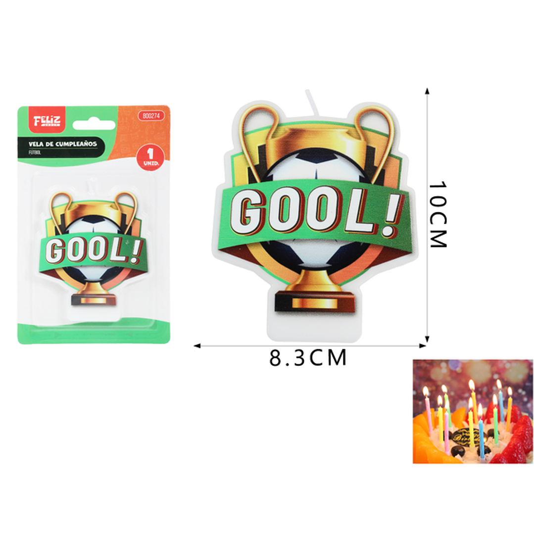 Vela Para Torta Futbol 8.3*10Cm 1