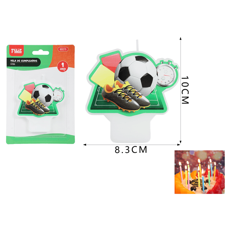 Vela Para Torta Futbol 8.3*10Cm 1