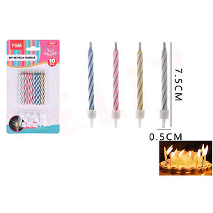 Velas De Cumple. Inextinguible 7.5Cm 10Pcs