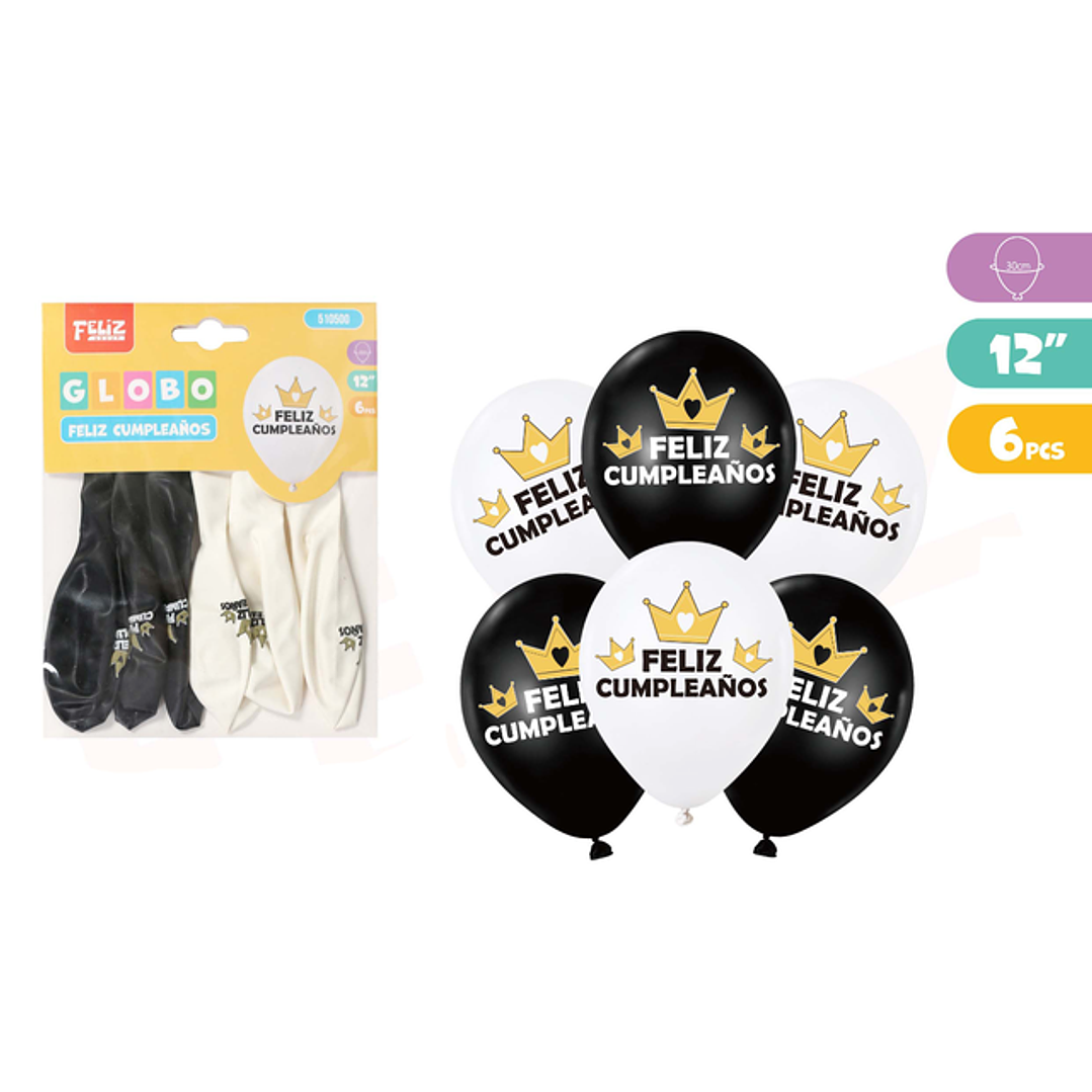 Globos F.Cumpleaños Gorona 6pcs 30cm 1