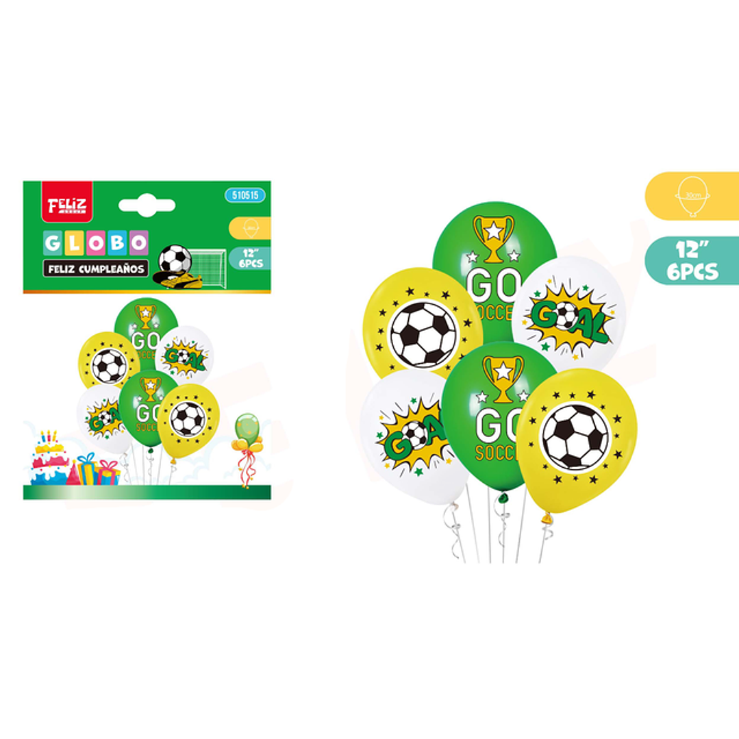 Globos Futbol 6pcs 30cm 1