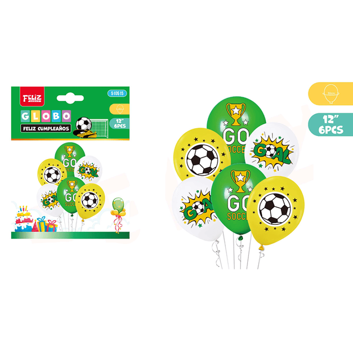 Globos Futbol 6pcs 30cm 1