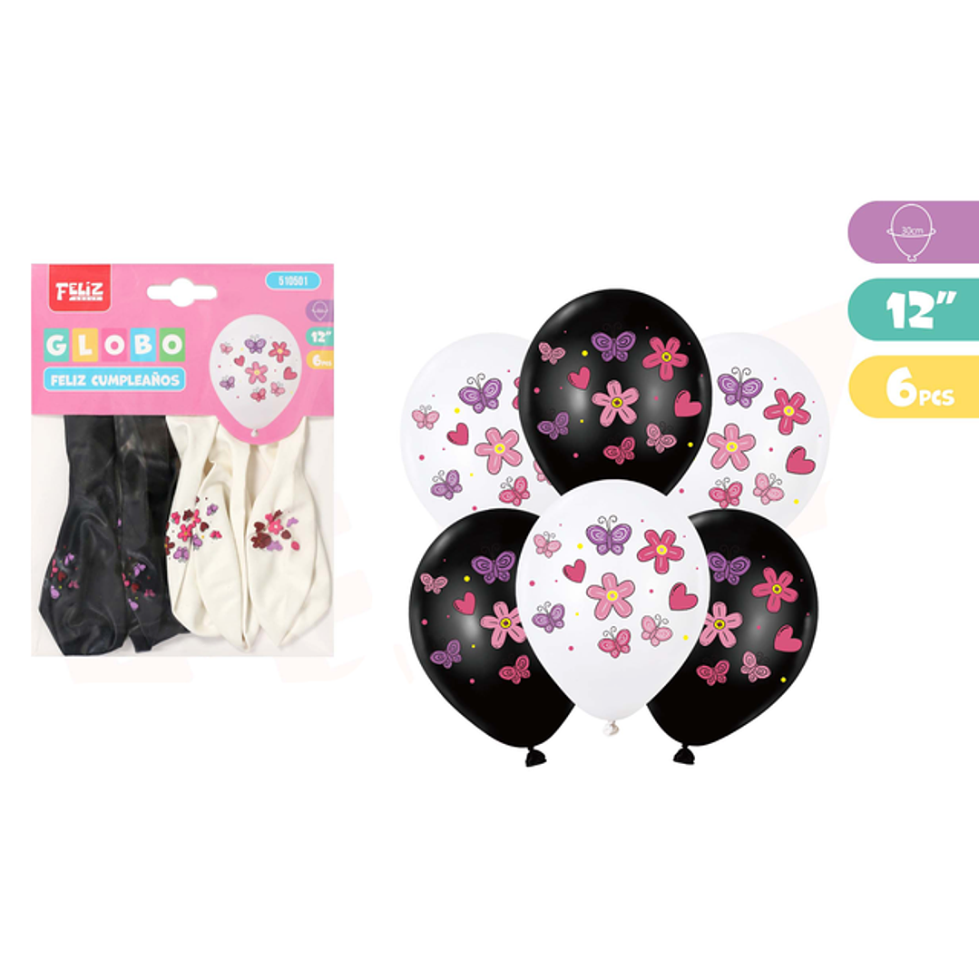 Globos Flores Mariposa 6pcs 30cm 1