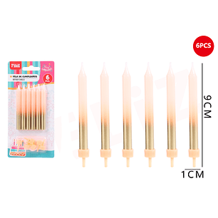 Velas Para Torta Narando Dorado 9Cm 6Pcs