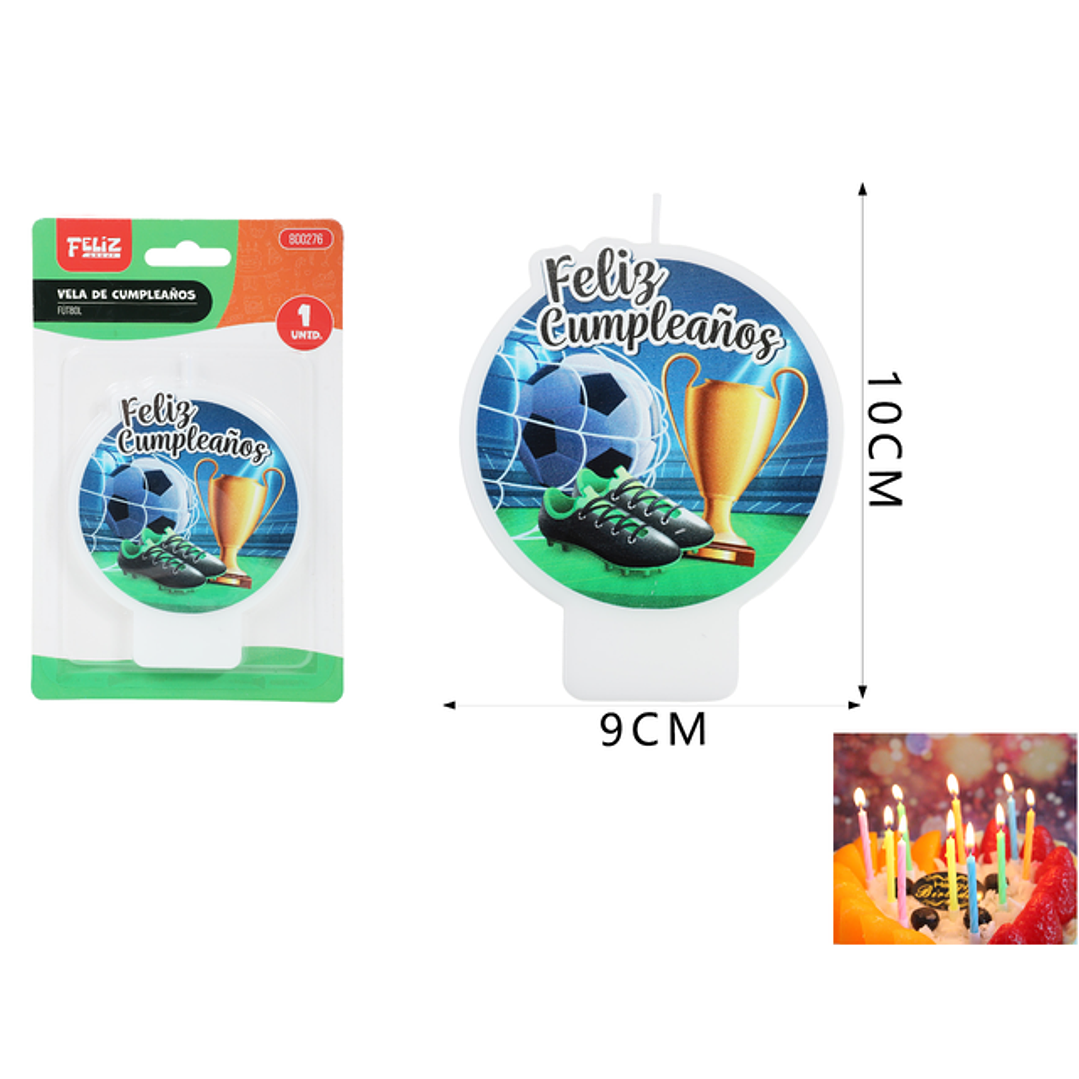 Vela De Cumple. Futbol 9*10Cm 1