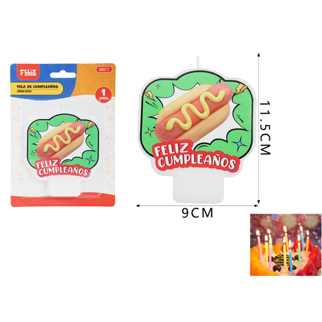 Vela De Cumple. Hotdog 9*11.5Cm 1
