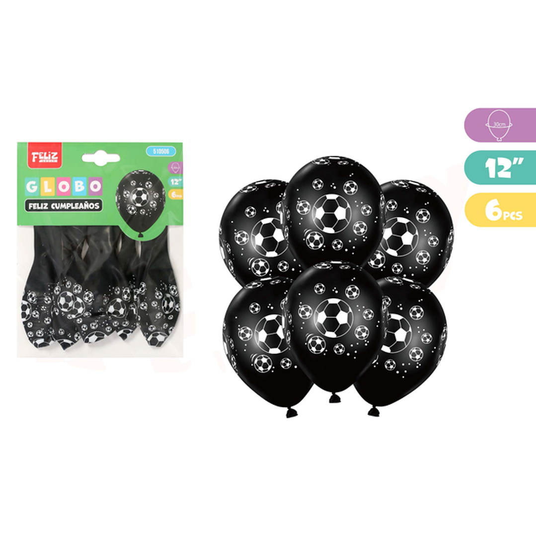 Globos Futbol 6pcs 30cm 1