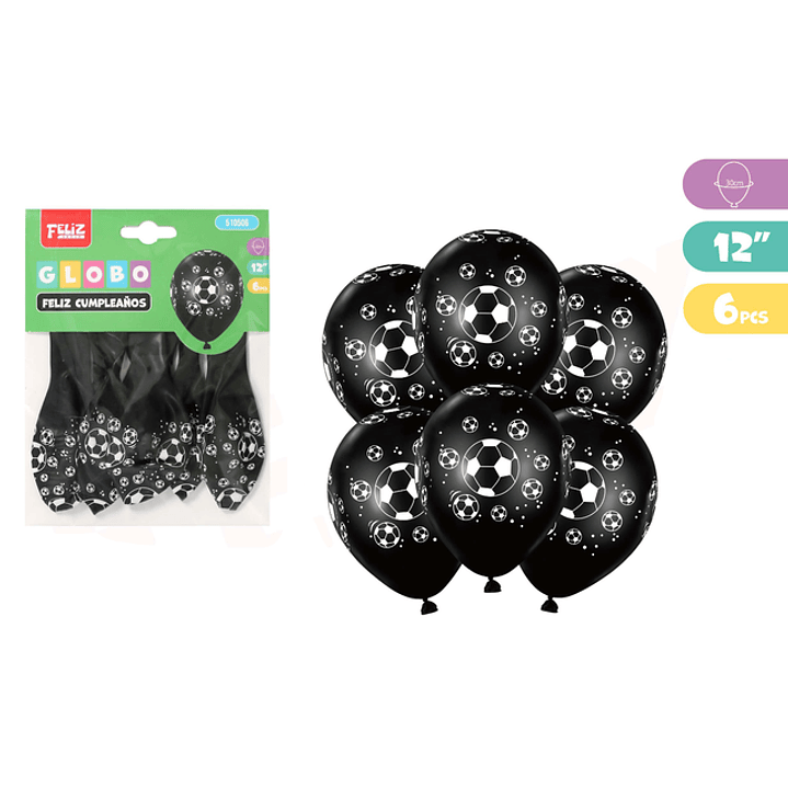 Globos Futbol 6pcs 30cm 1
