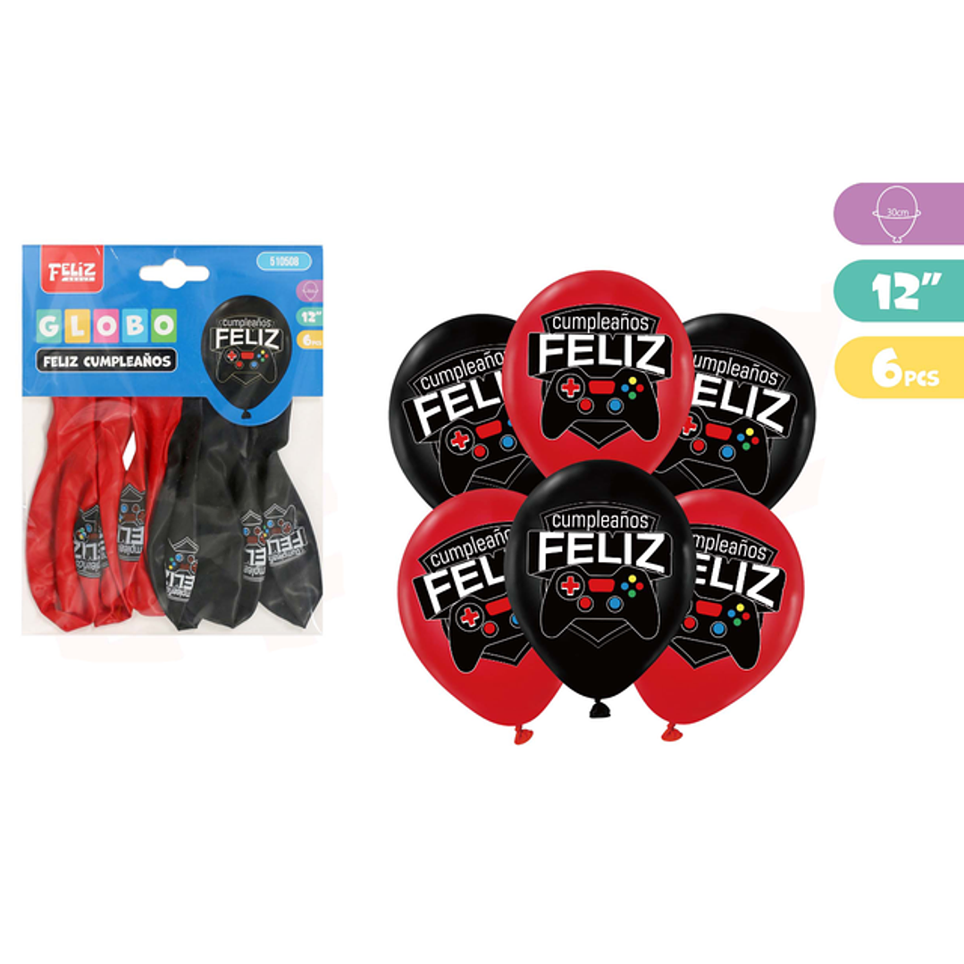 Globos F.Cumpleaños Consola De Juego 6pcs 30cm 1