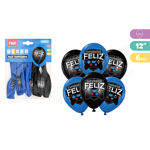 Globos F.Cumpleaños Consola De Juego 6pcs 30cm