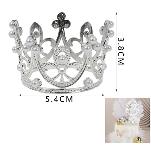 Decorativo Corona Perla Plateado
