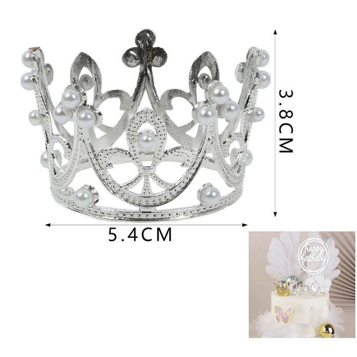 Decorativo Corona Perla Plateado 1