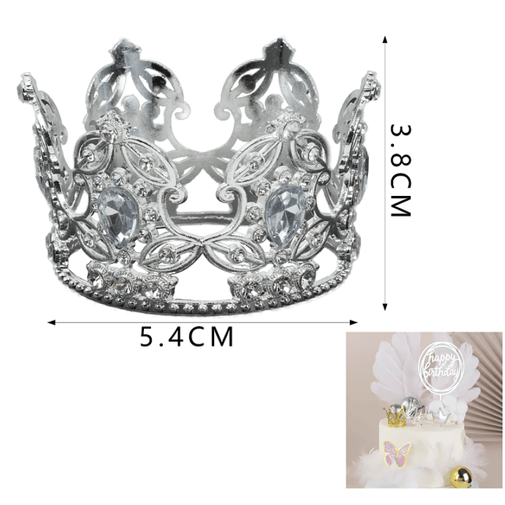 Decorativo Corona Hojas Diamante Plateado 1