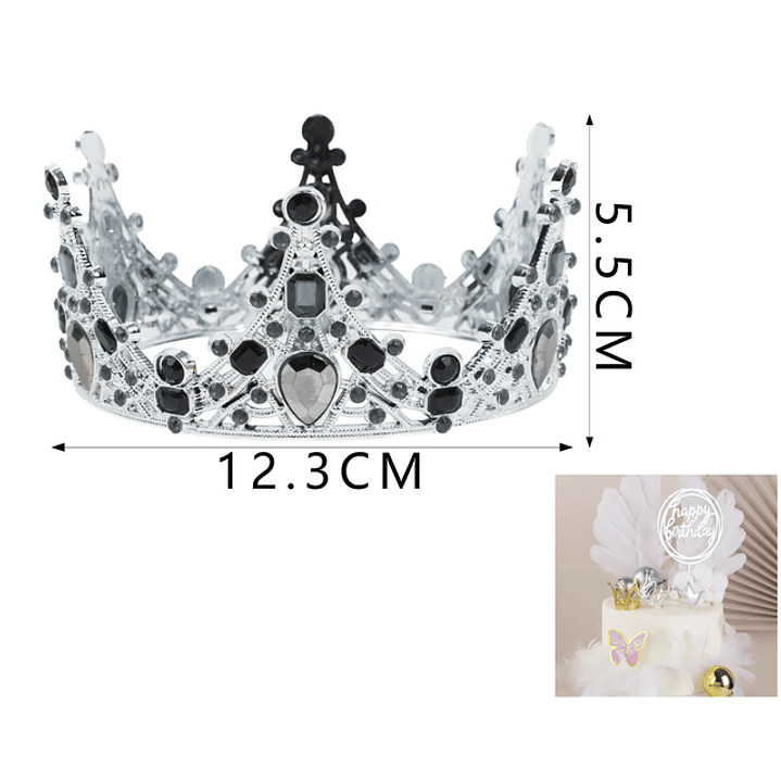 Corona Diamante Negro Plateado 12.3Cm 1