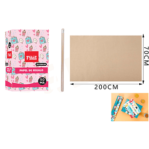 Papel De Regalo Kraft 70*200Cm